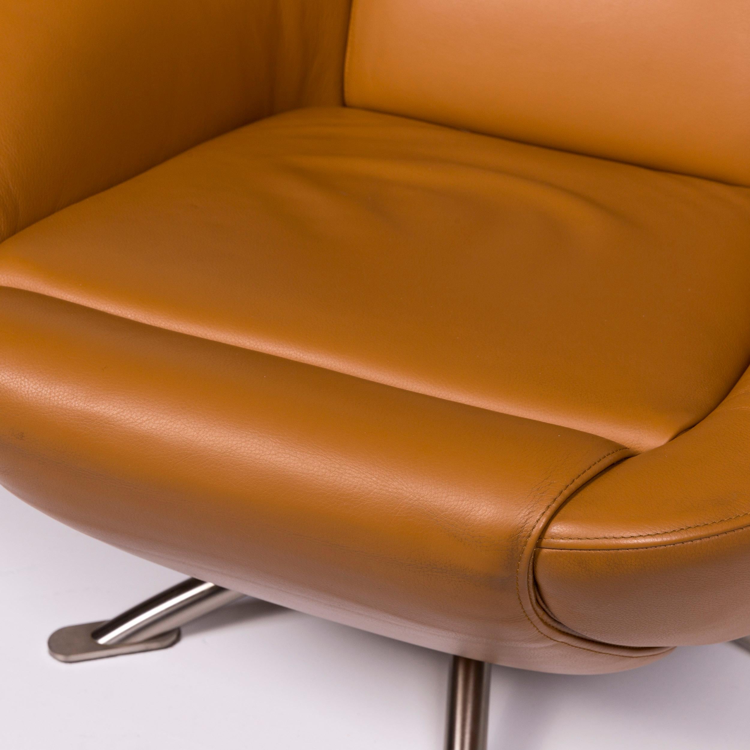 Modern Cassina Dodo Leather Armchair Set Cognac Brown 2 Armchair Relax Function