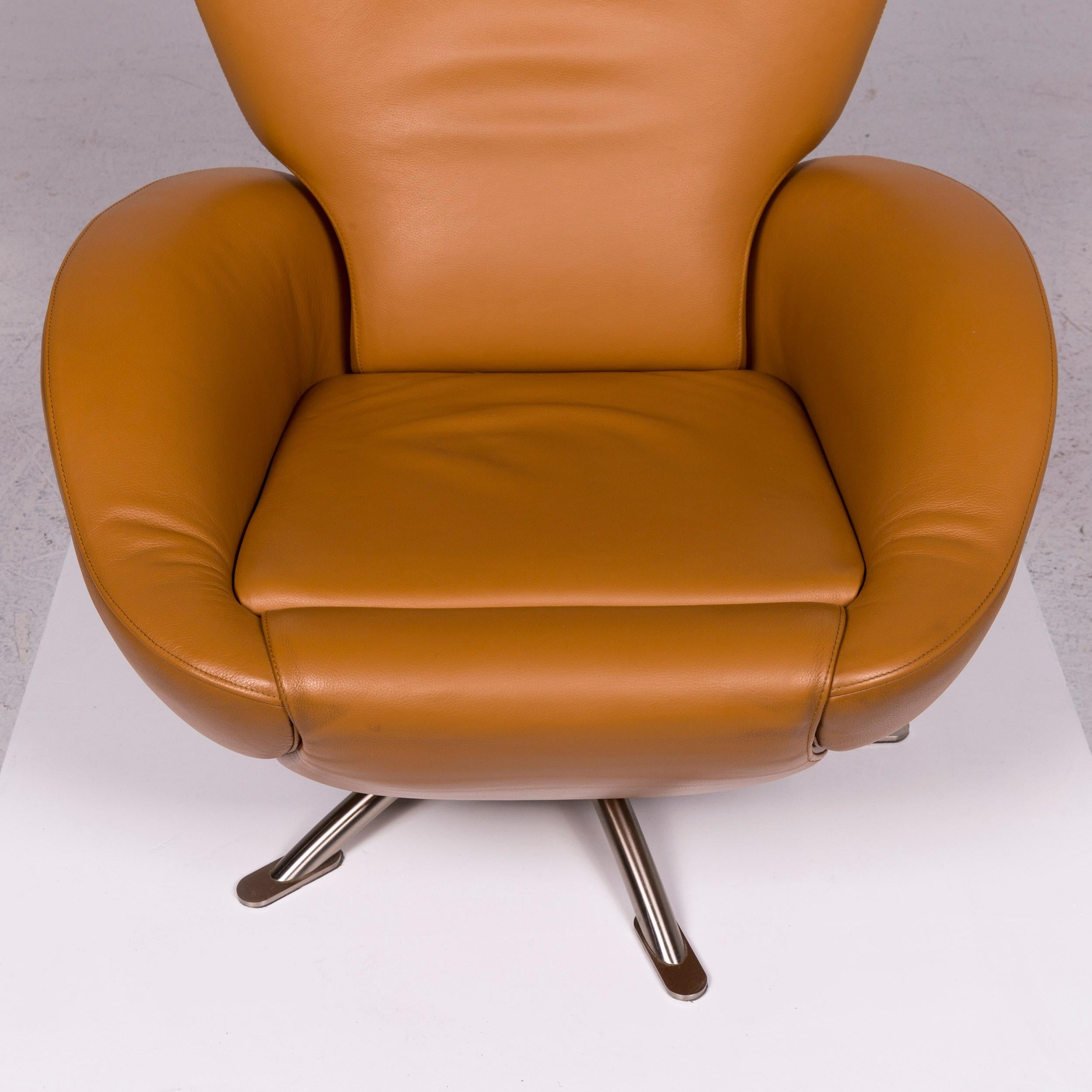 Italian Cassina Dodo Leather Armchair Set Cognac Brown 2 Armchair Relax Function