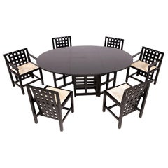 Cassina d.s. 1 + 3 Wood Dining Table Set Black Chair Armchair Table