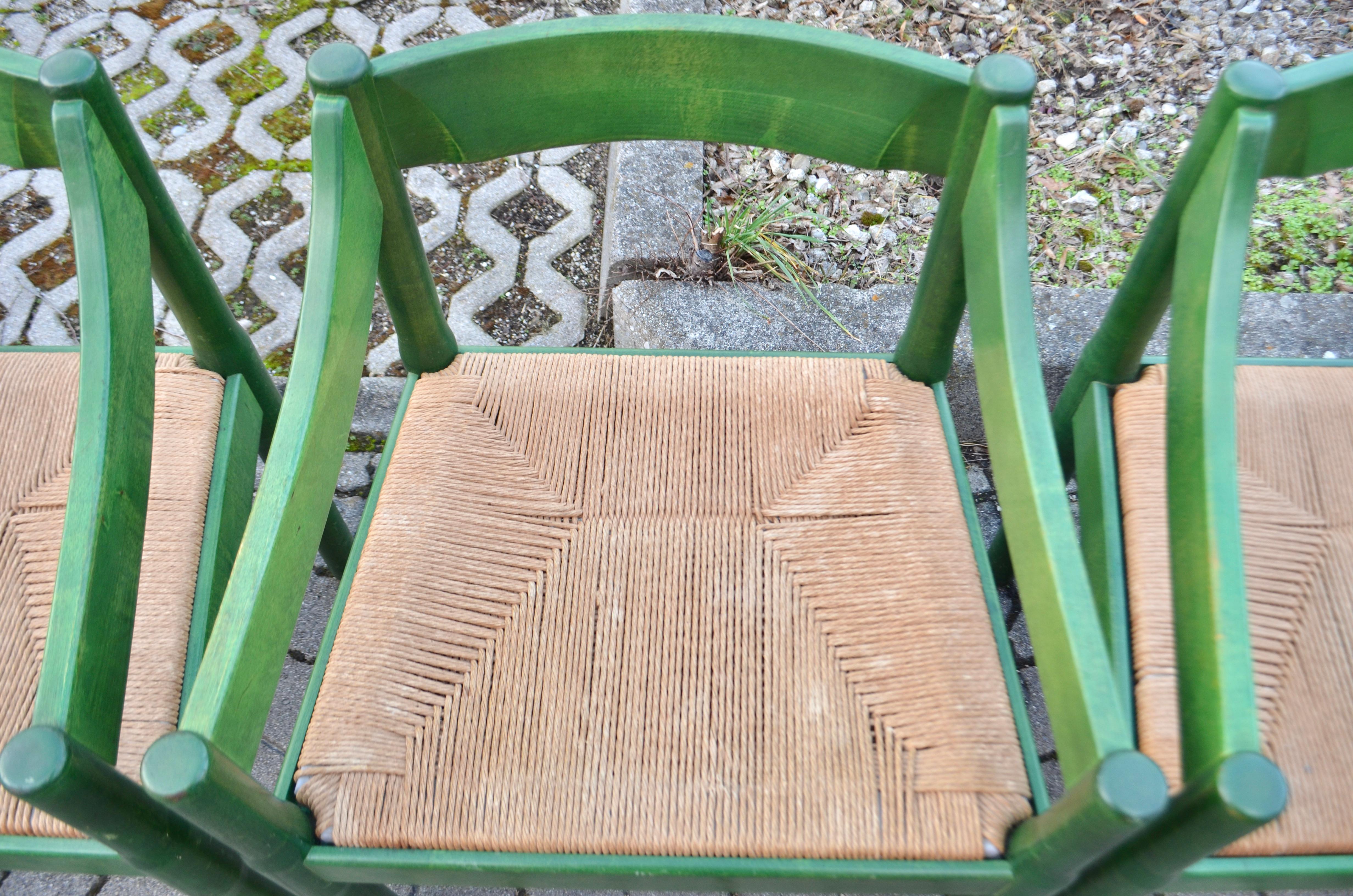  Chaise Carimate vert Cassina en bois de bouleau rare de Vico Magistretti, lot de 6 en vente 6