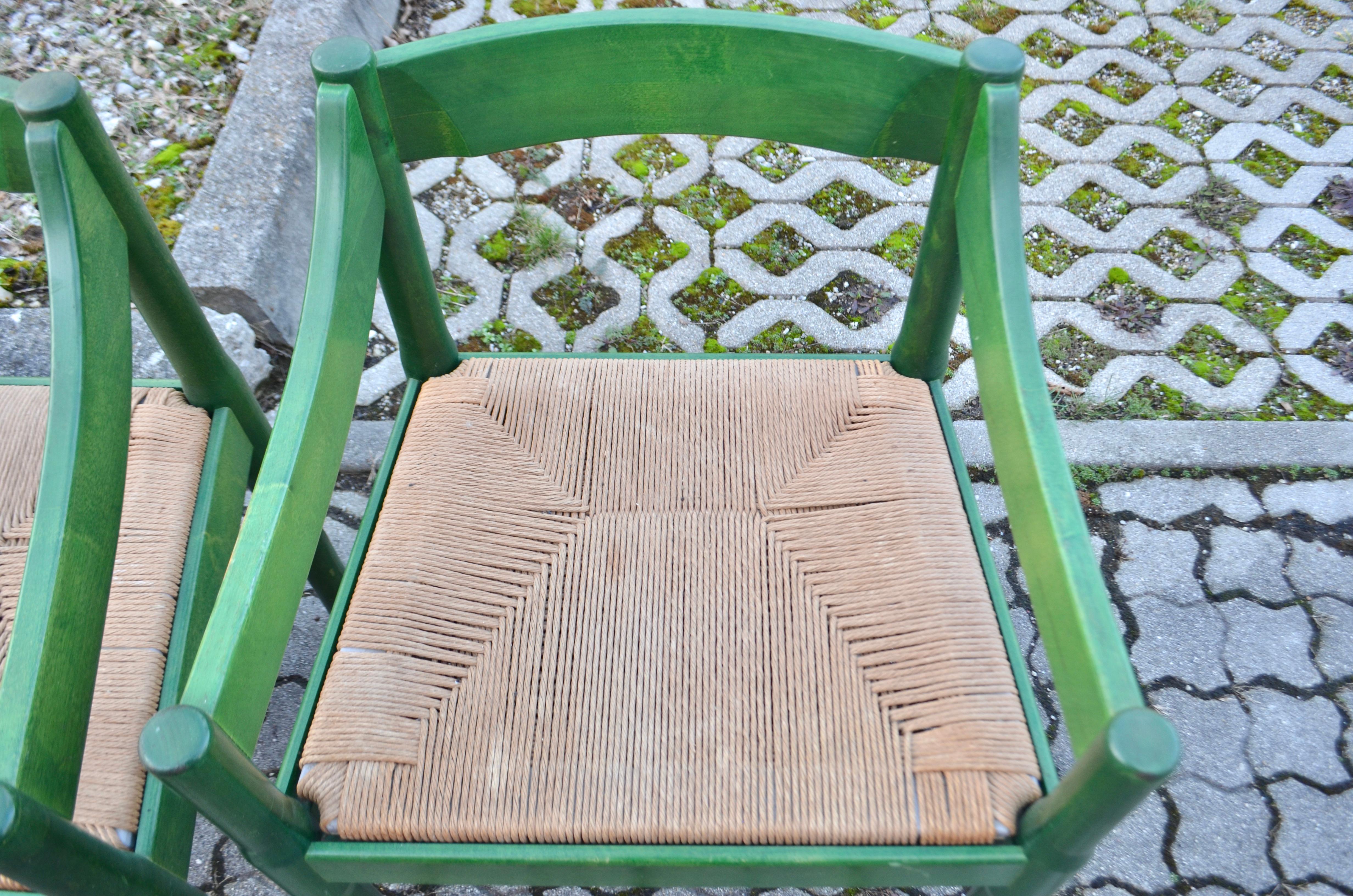  Cassina green Carimate Chair in rare birchwood by Vico Magistretti, Set of 6 For Sale 10