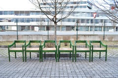 Cassina green Carimate Chair in rare birchwood by Vico Magistretti, Set of 6