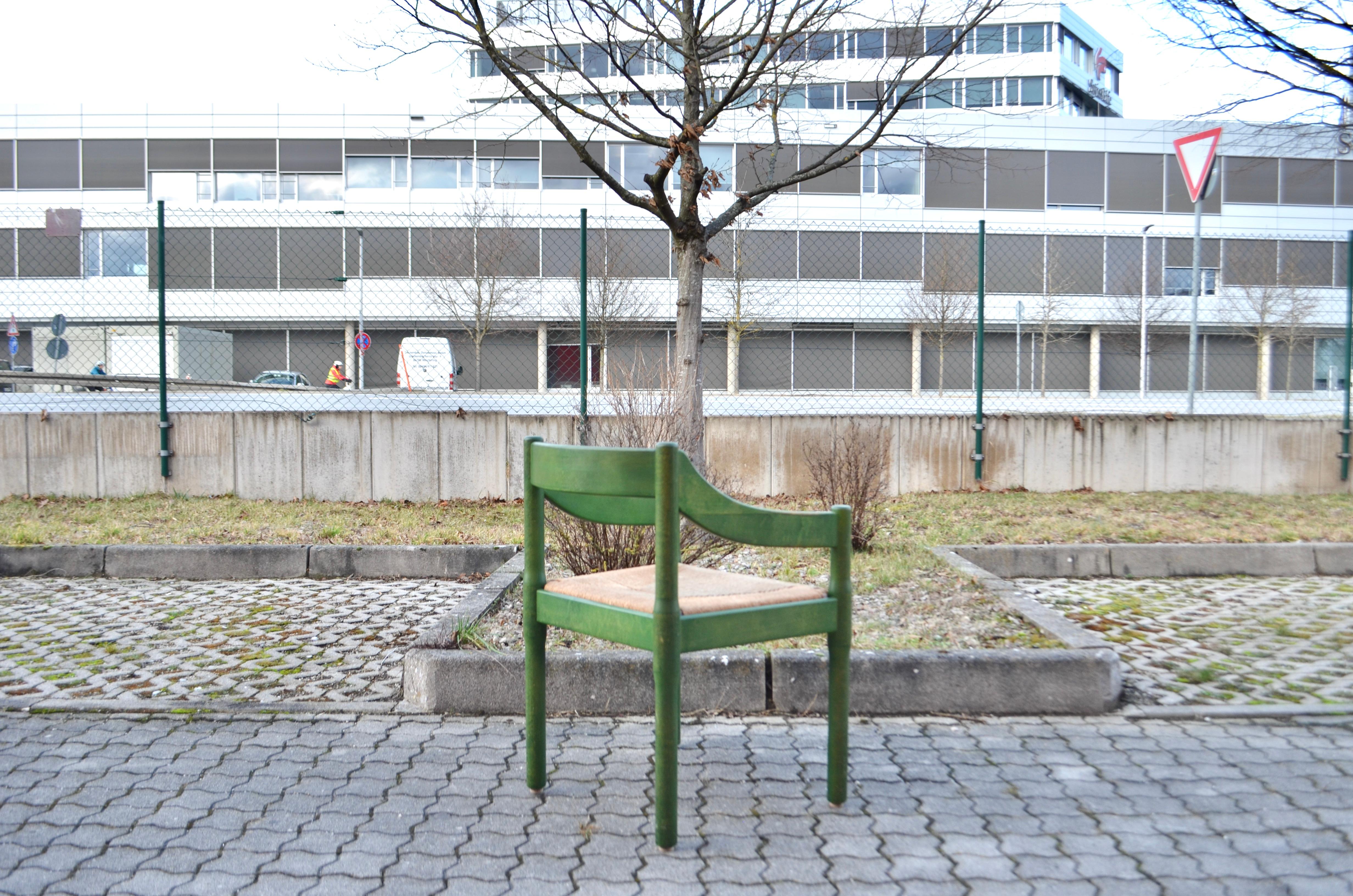  Cassina green Carimate Chair in rare birchwood by Vico Magistretti, Set of 6 For Sale 2