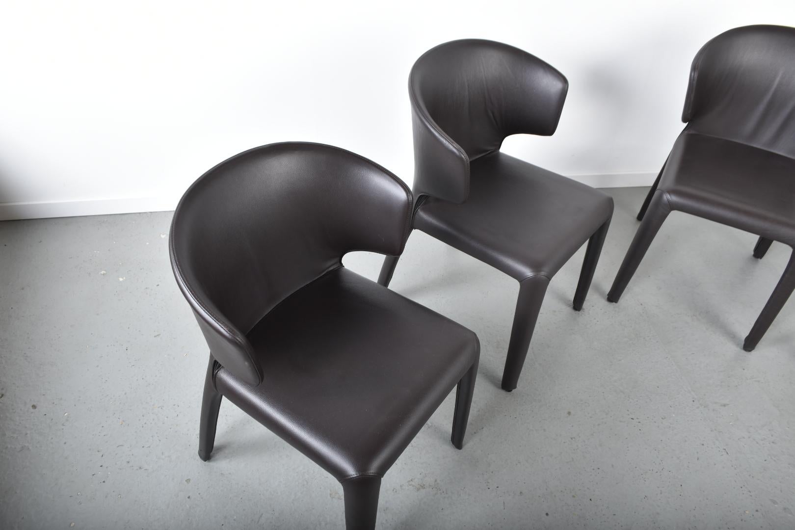 Set of 4 Hola 367 dining chairs by top Swiss designer Hannes Wettstein for Cassina.
