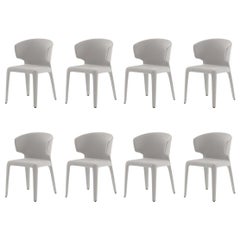 Cassina Hola dining armchairs in white leather (set of 8)