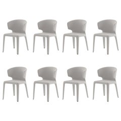 Cassina Hola dining armchairs in white leather (set of 8)