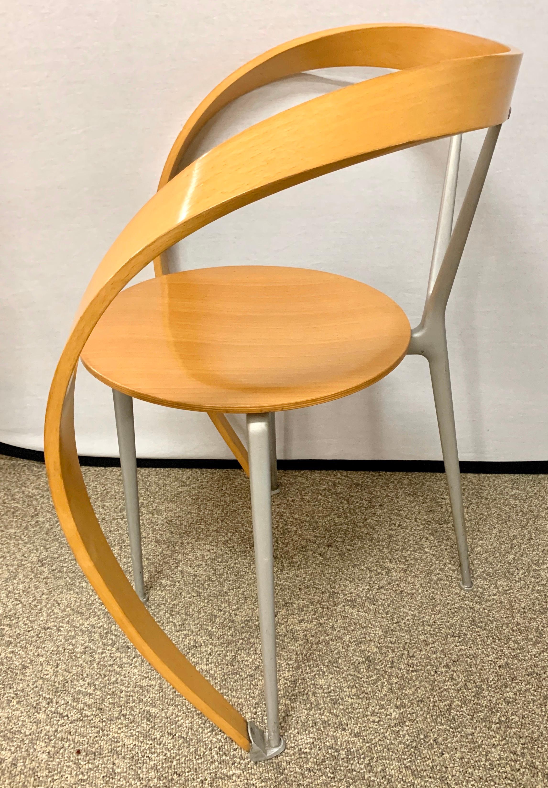 Metal Cassina Italy Set of Four Revers Chairs Designed by Andrea Branzi, 1990s