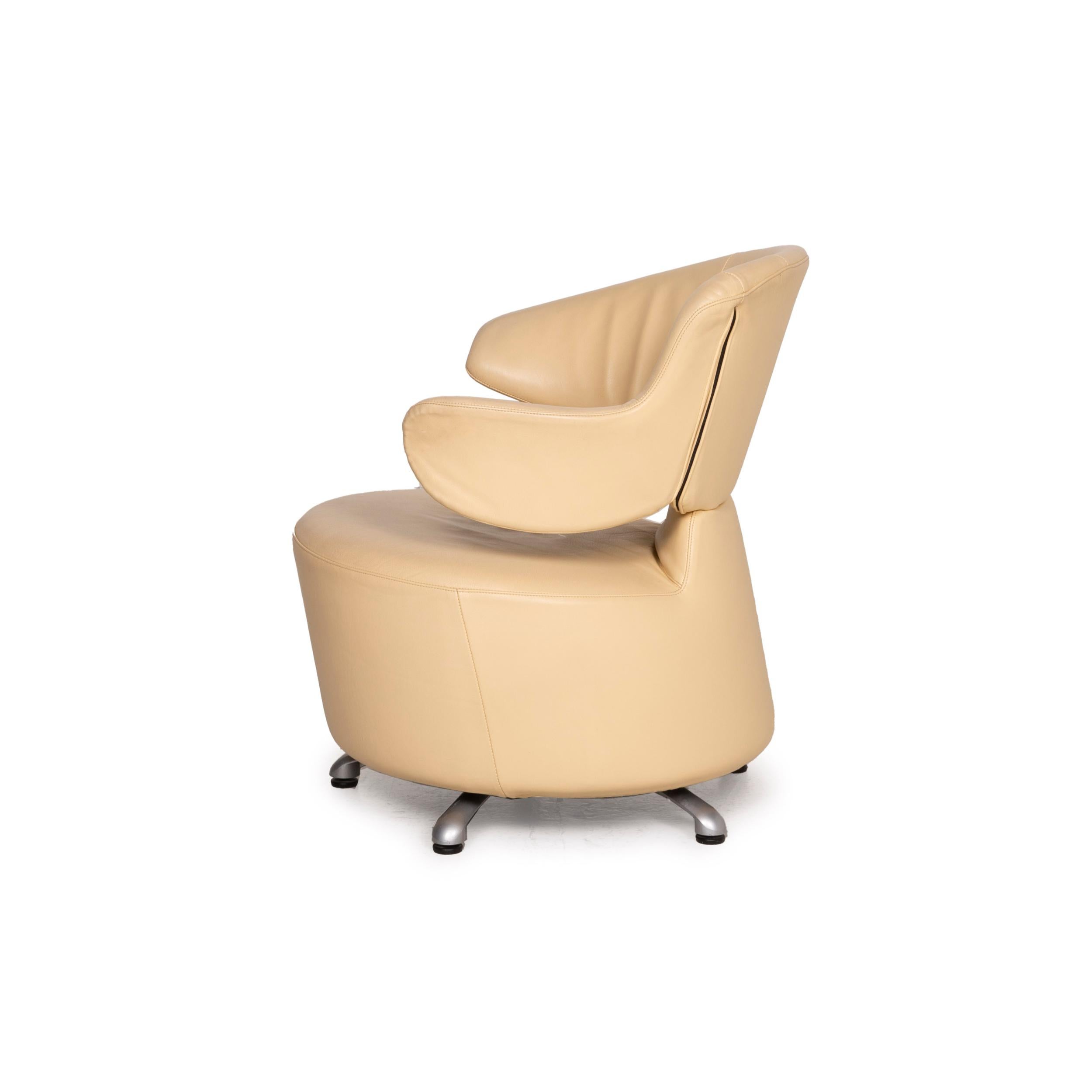 Cassina K06 Aki Biki Canta Leather Armchair Set Beige Set 2x For Sale 4