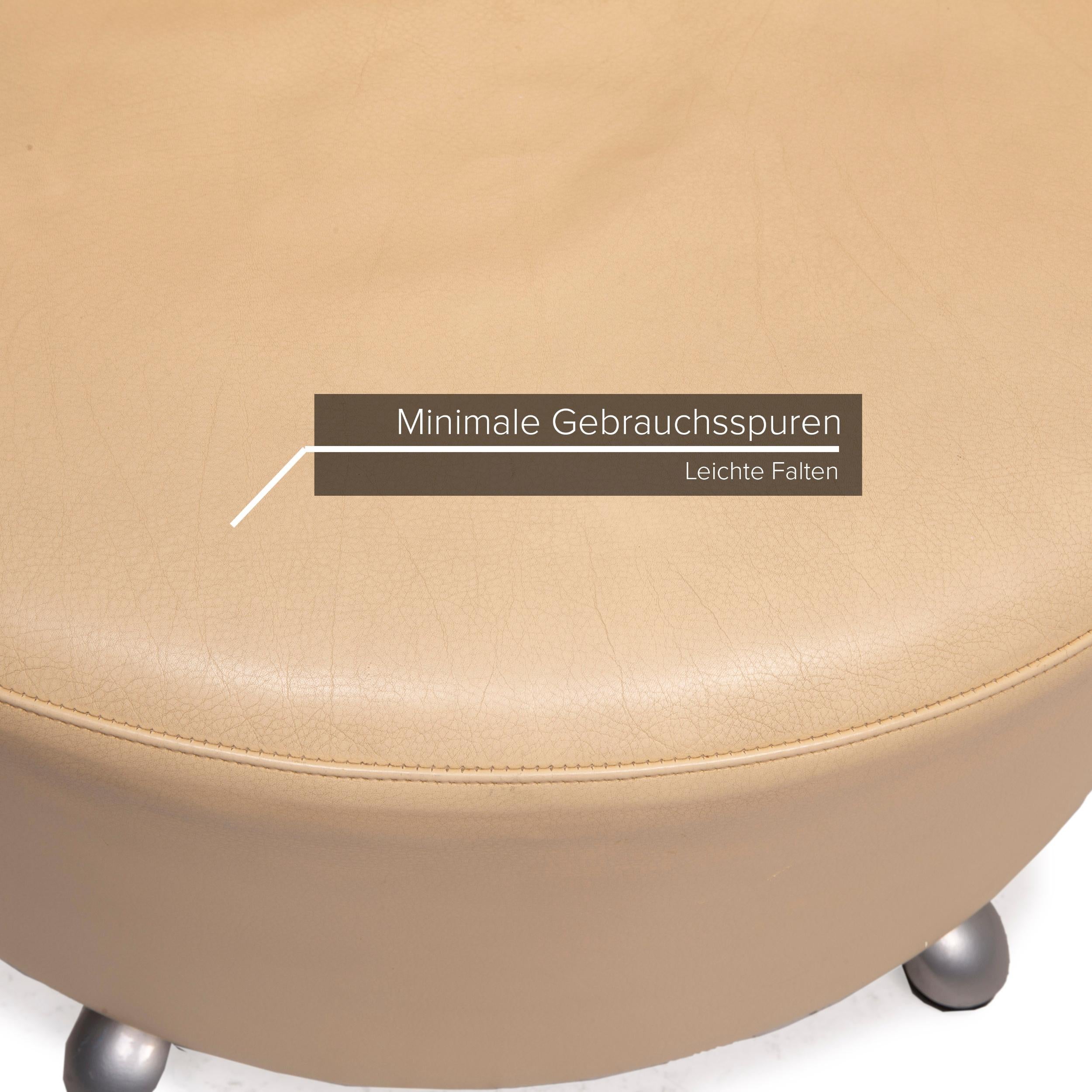 Modern Cassina K06 Aki Biki Canta Leather Armchair Set Beige Set 2x For Sale