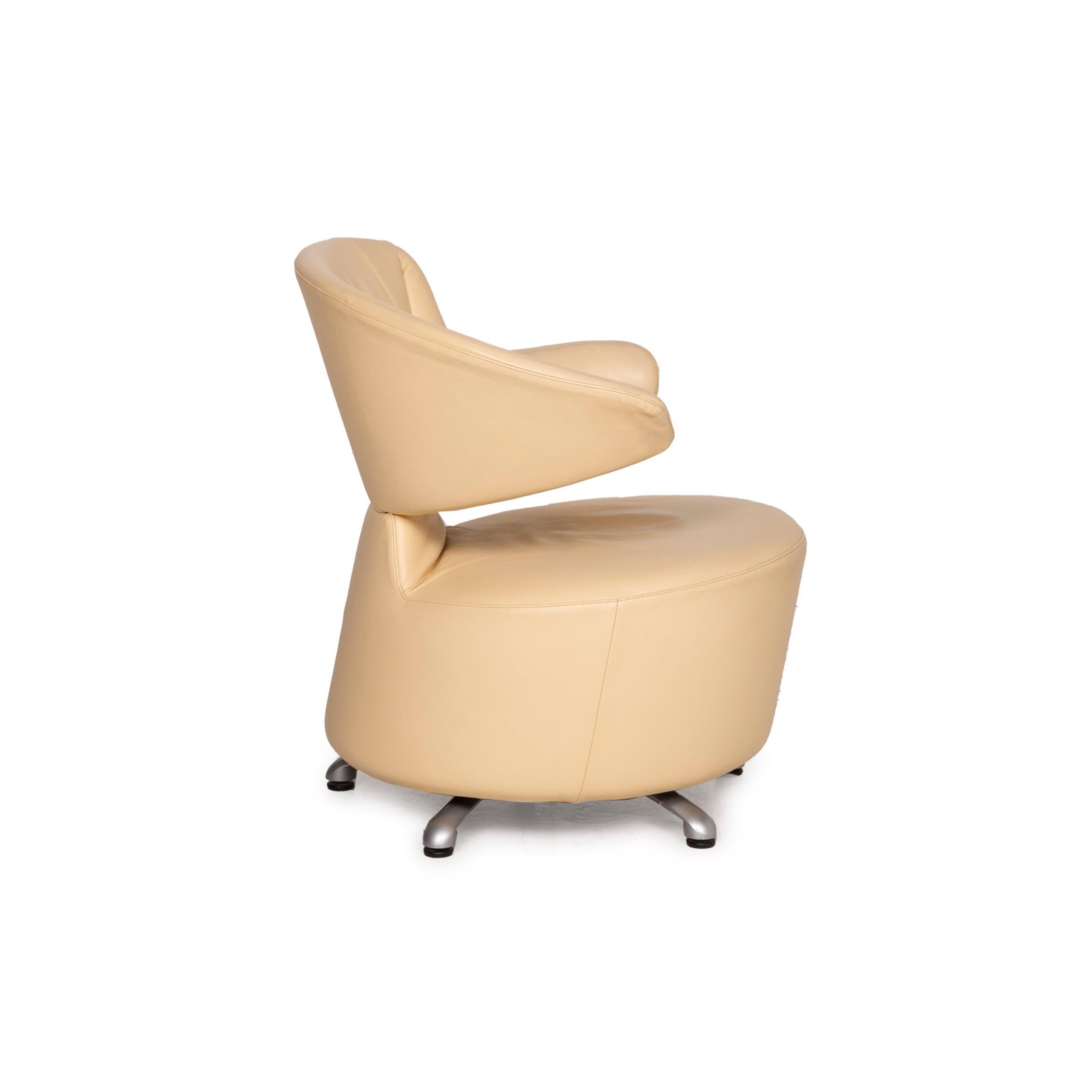 Cassina K06 Aki Biki Canta Leather Armchair Set Beige Set 2x For Sale 2