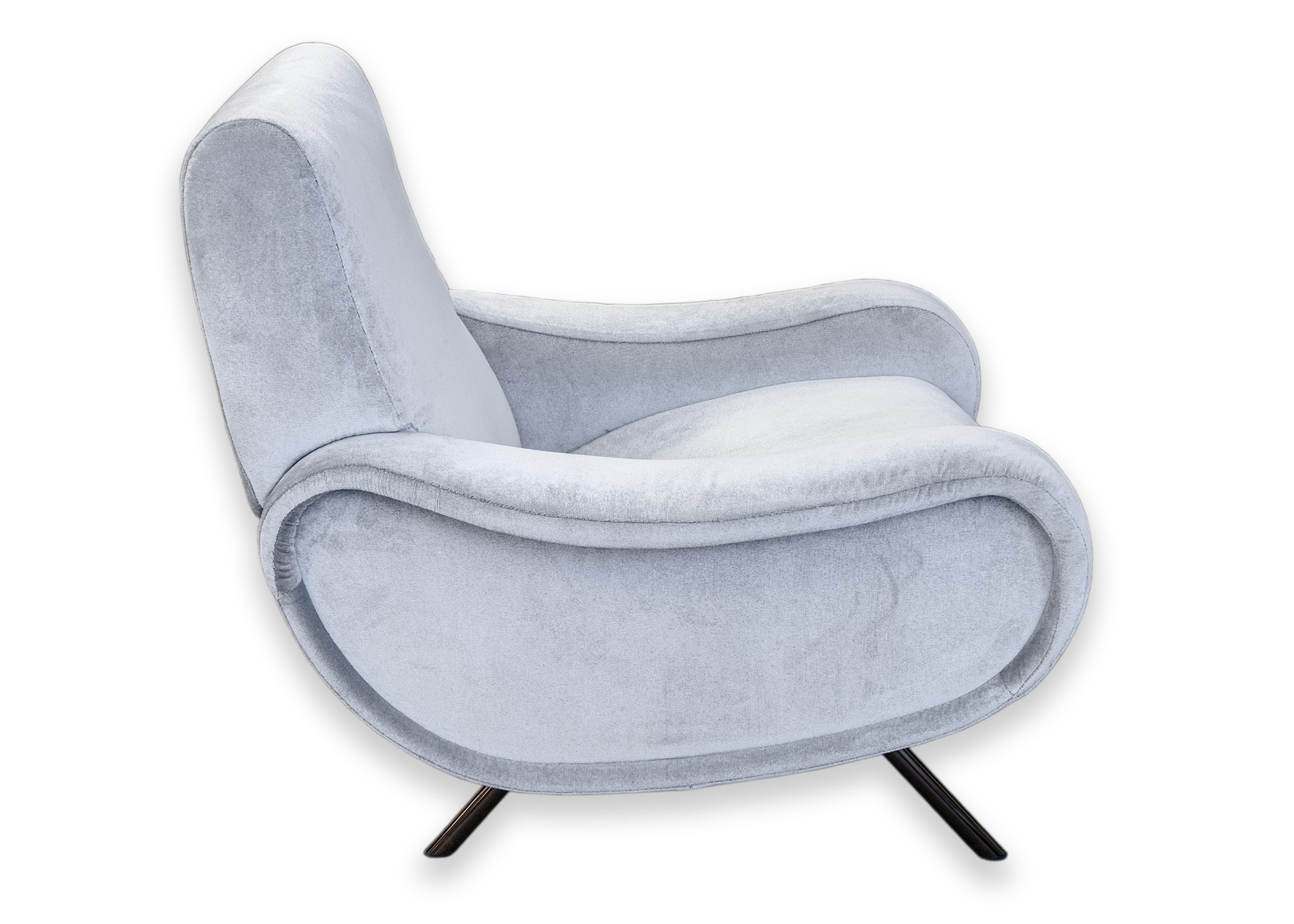 Cassina Lady 720 Upholstered Light Blue Velvet Contemporary Modern Armchair For Sale 5