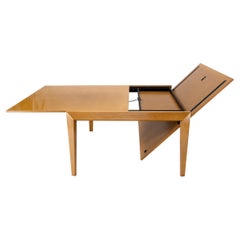 Cassina Large Square Flip Top Expandable Dining Conference Table Blond Birch