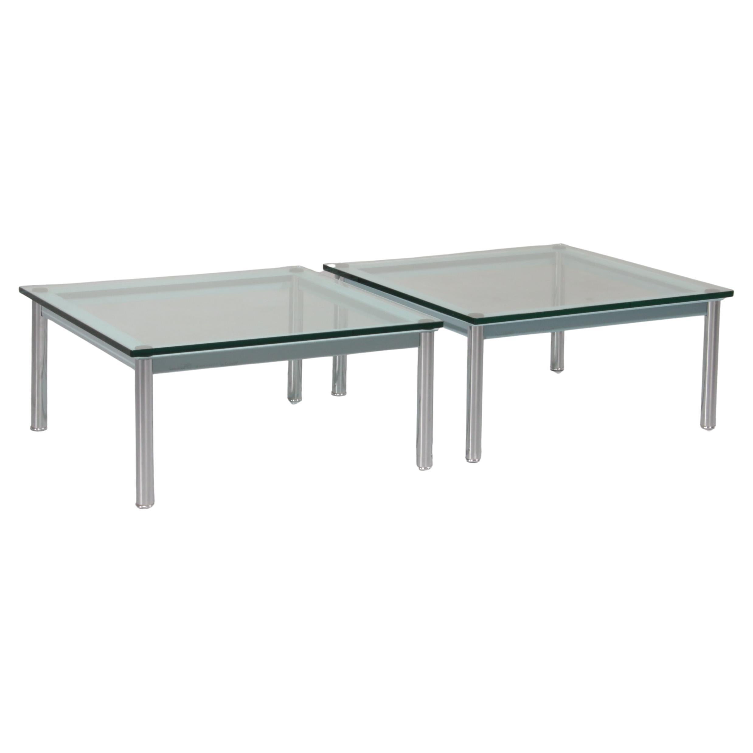 Cassina LC-10 Coffee Table by Le Corbusier – Rare Light Blue Glass Edition