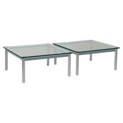 Cassina LC-10 Coffee Table by Le Corbusier – Rare Light Blue Glass Edition