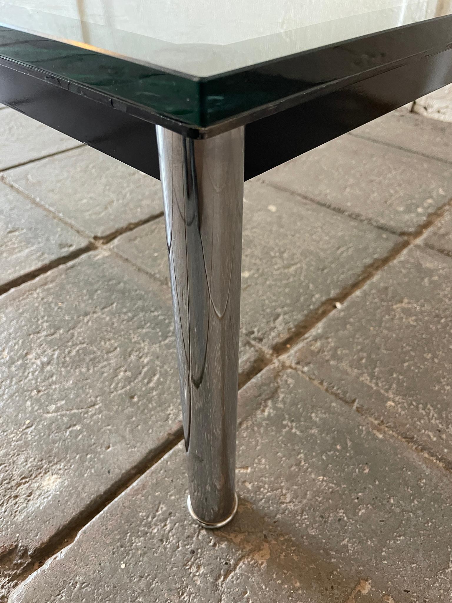 Mid-Century Modern Cassina LC 10 Glass and Metal Low Coffee Table Rectangle Le Corbusier