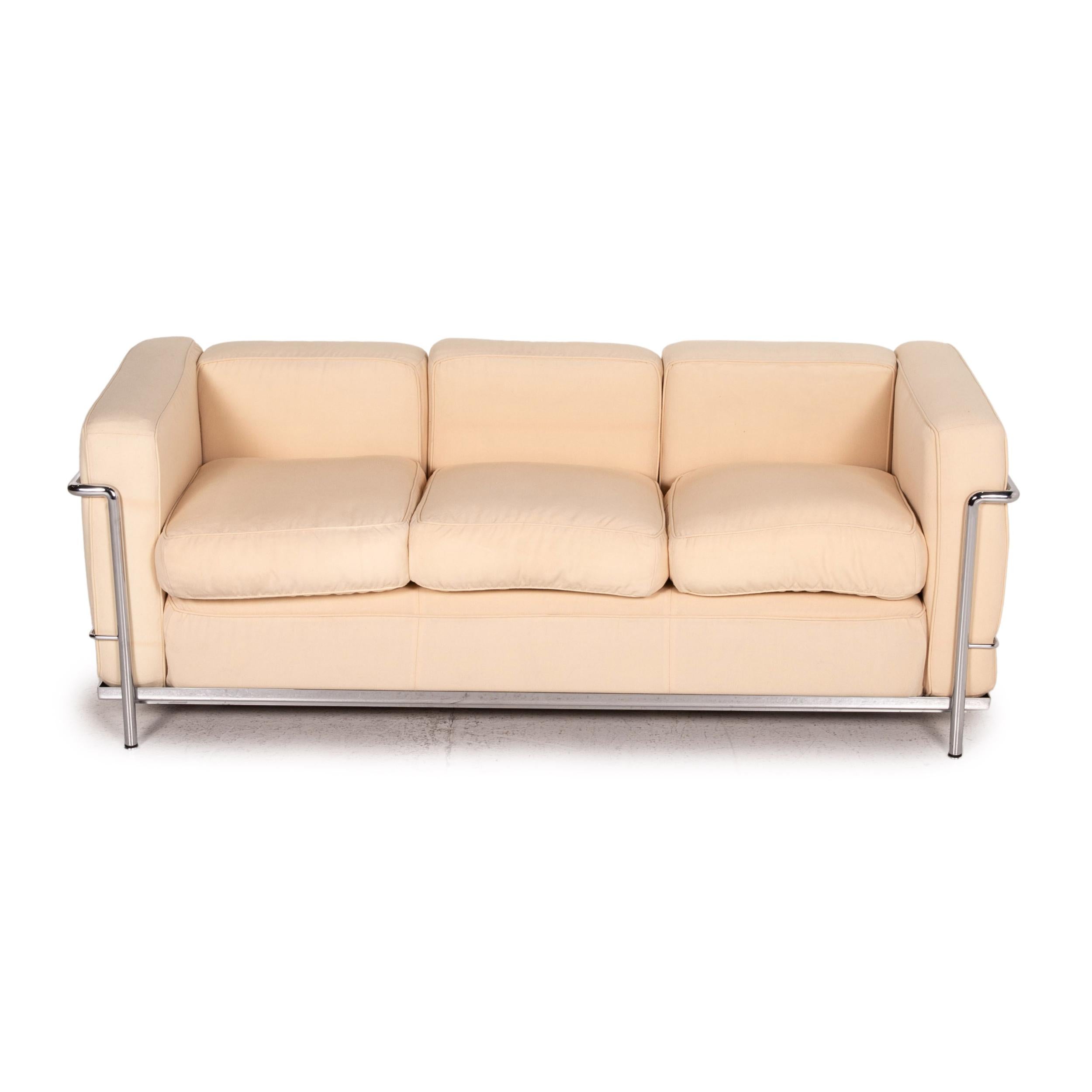 Cassina LC 4 Le Corbusier Fabric Sofa Set Beige 1x Three-Seater 1x Two-Seater 6