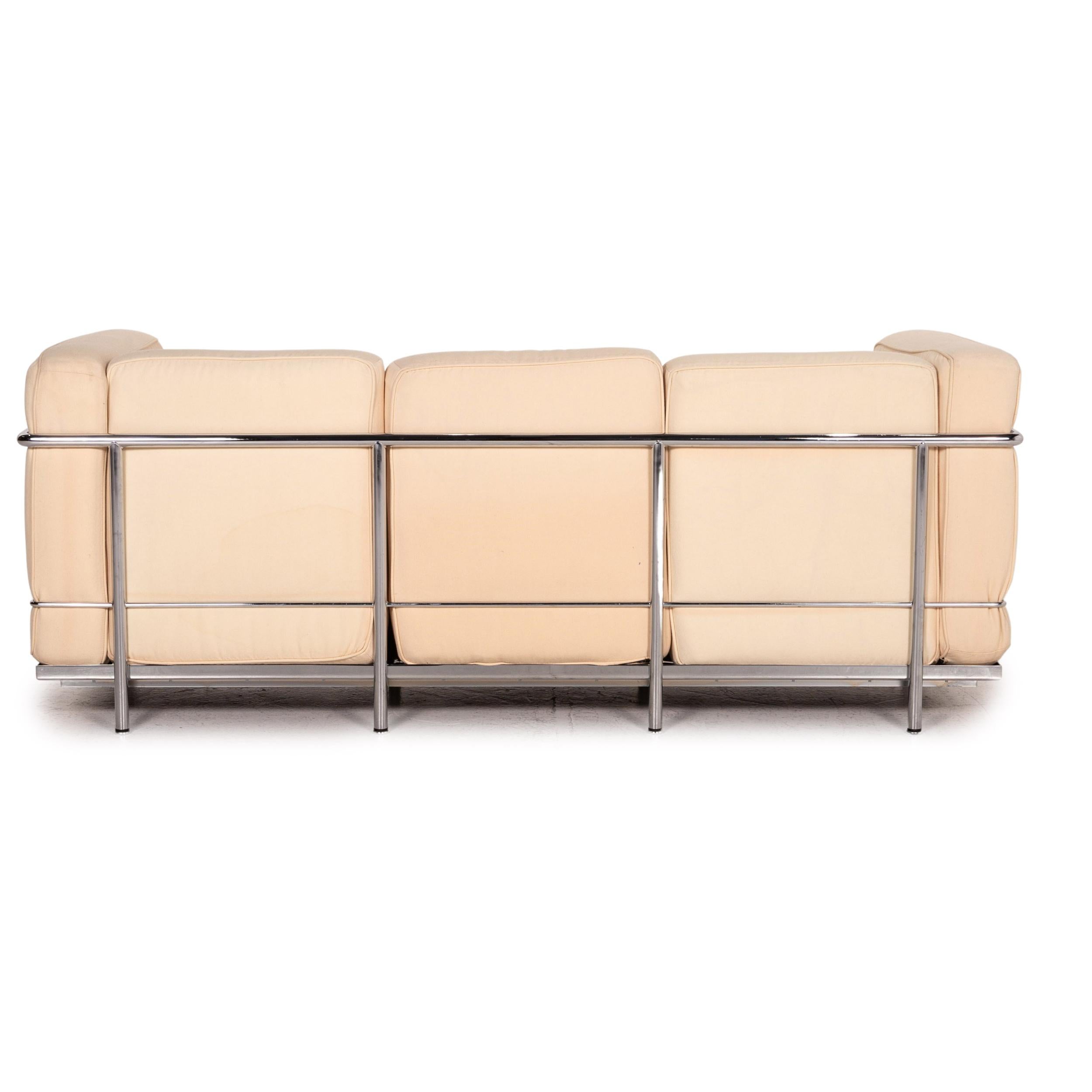 Cassina LC 4 Le Corbusier Fabric Sofa Set Beige 1x Three-Seater 1x Two-Seater 10
