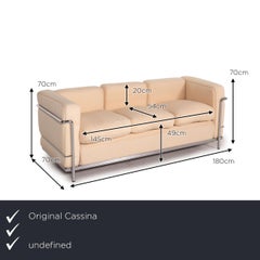 Cassina LC 4 Le Corbusier Fabric Sofa Set Beige 1x Three-Seater 1x Two-Seater
