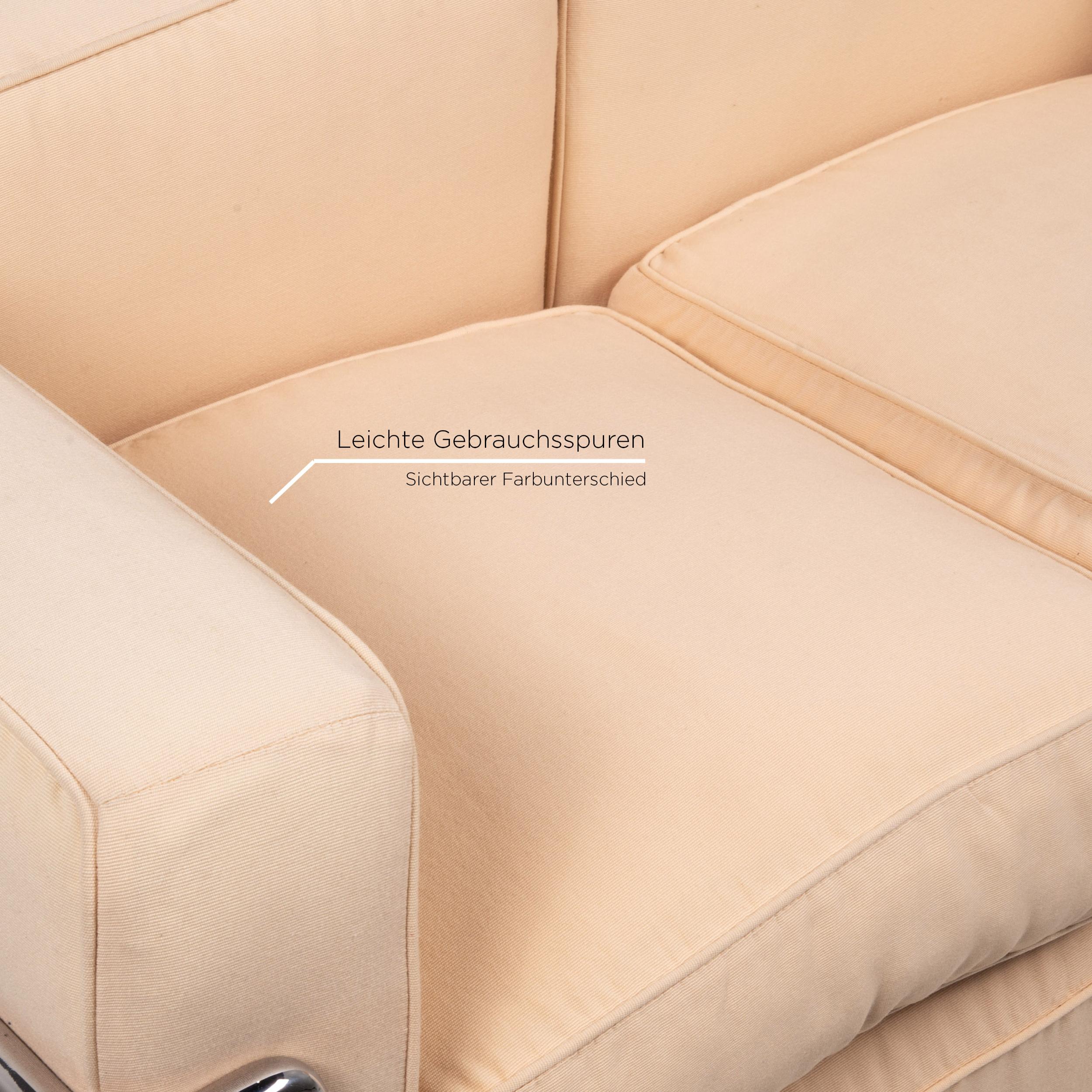 Contemporary Cassina LC 4 Le Corbusier Fabric Sofa Set Beige 1x Three-Seater 1x Two-Seater