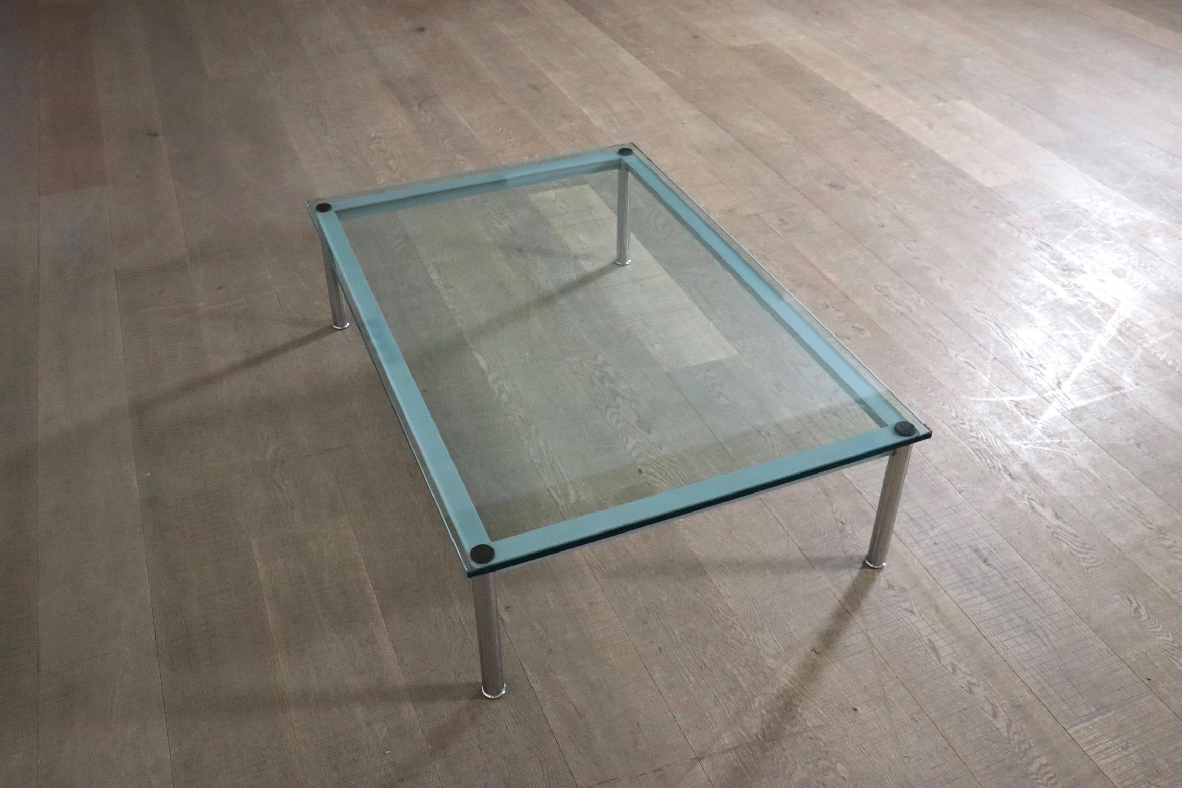 Glass Cassina LC10 Coffee Table By Le Corbusier, Italy 1980s