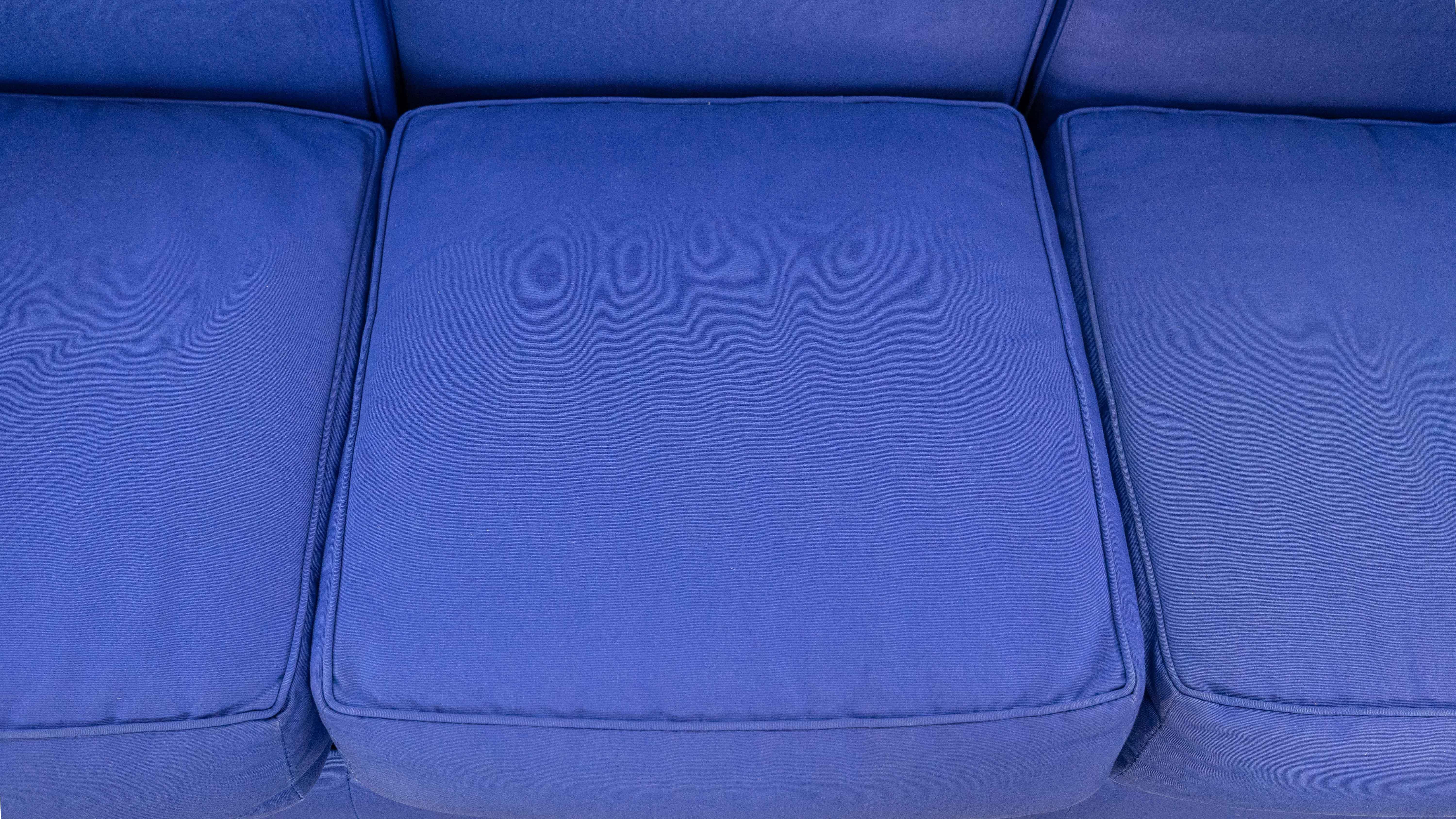 Cassina Lc2 3seat Sofa by Charlotte Perriand and Le Corbusier in Blue Fabrics 7