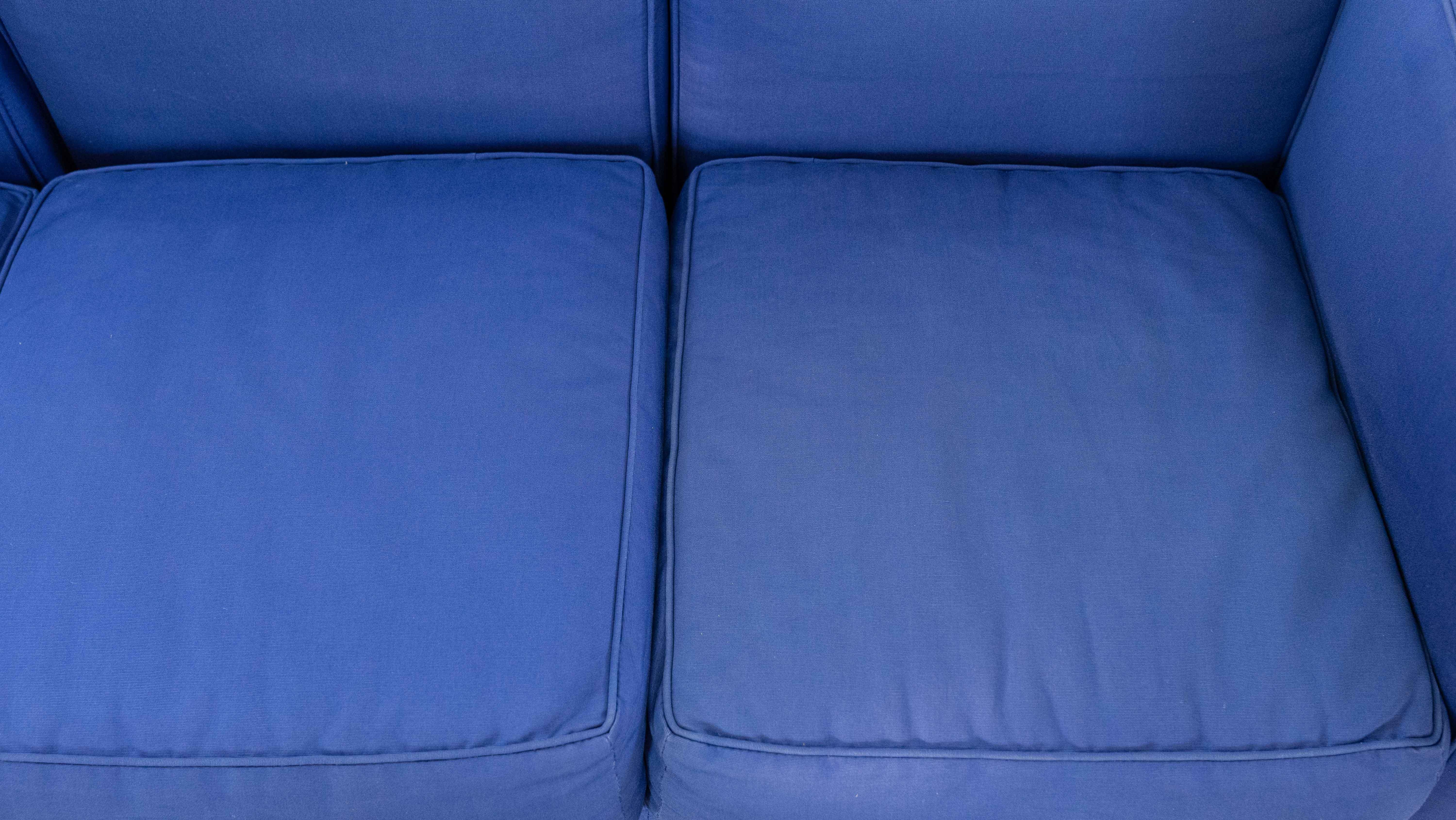 Cassina Lc2 3seat Sofa by Charlotte Perriand and Le Corbusier in Blue Fabrics 8