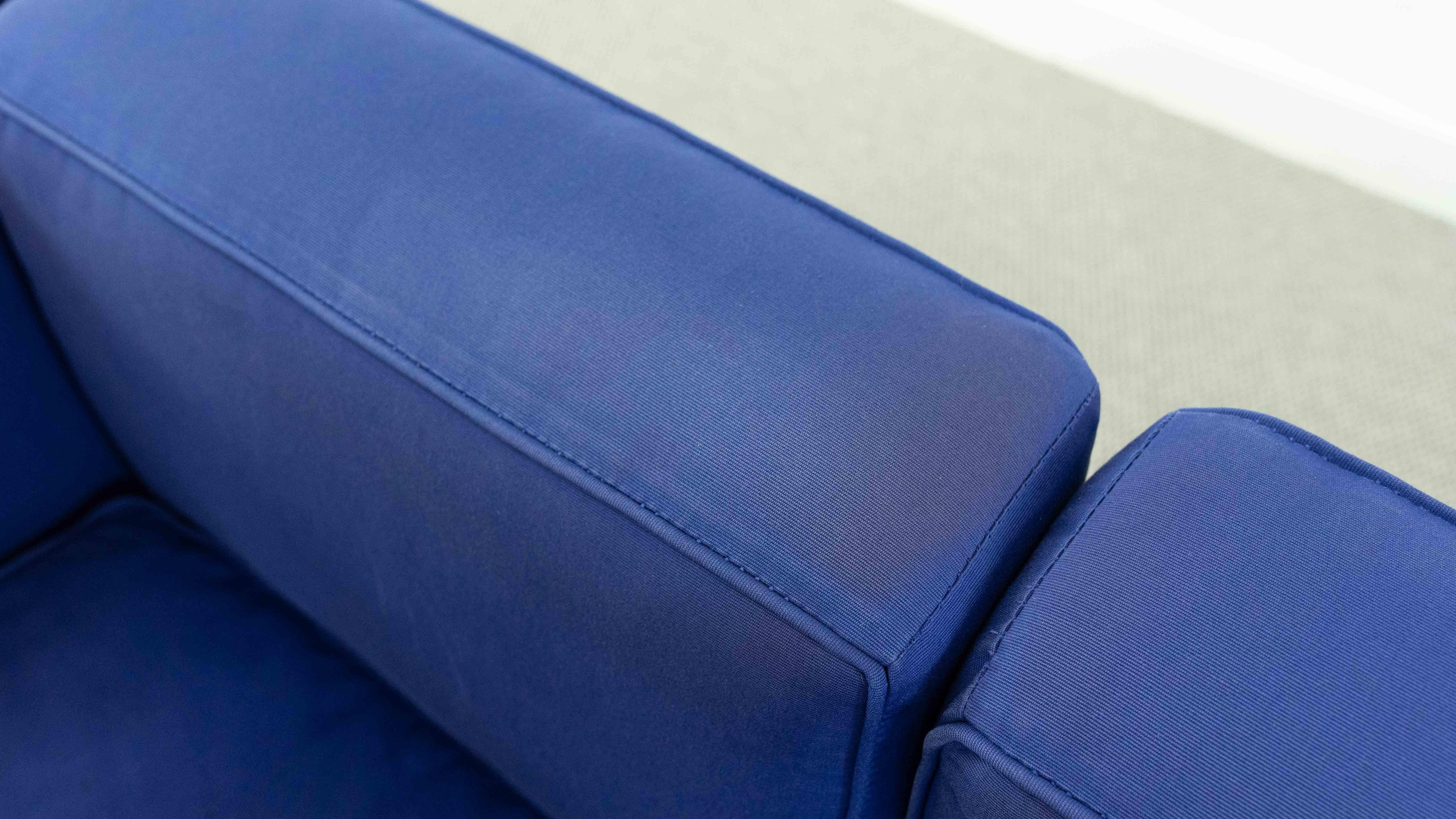 Cassina Lc2 3seat Sofa by Charlotte Perriand and Le Corbusier in Blue Fabrics 13