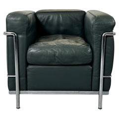 Vintage Cassina LC2 leather Armchair Le Corbusier for Cassina, Signed