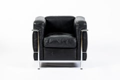 Cassina LC2 Petit Armchair by Le Corbusier, Black Leather, 1983, 4x Avail