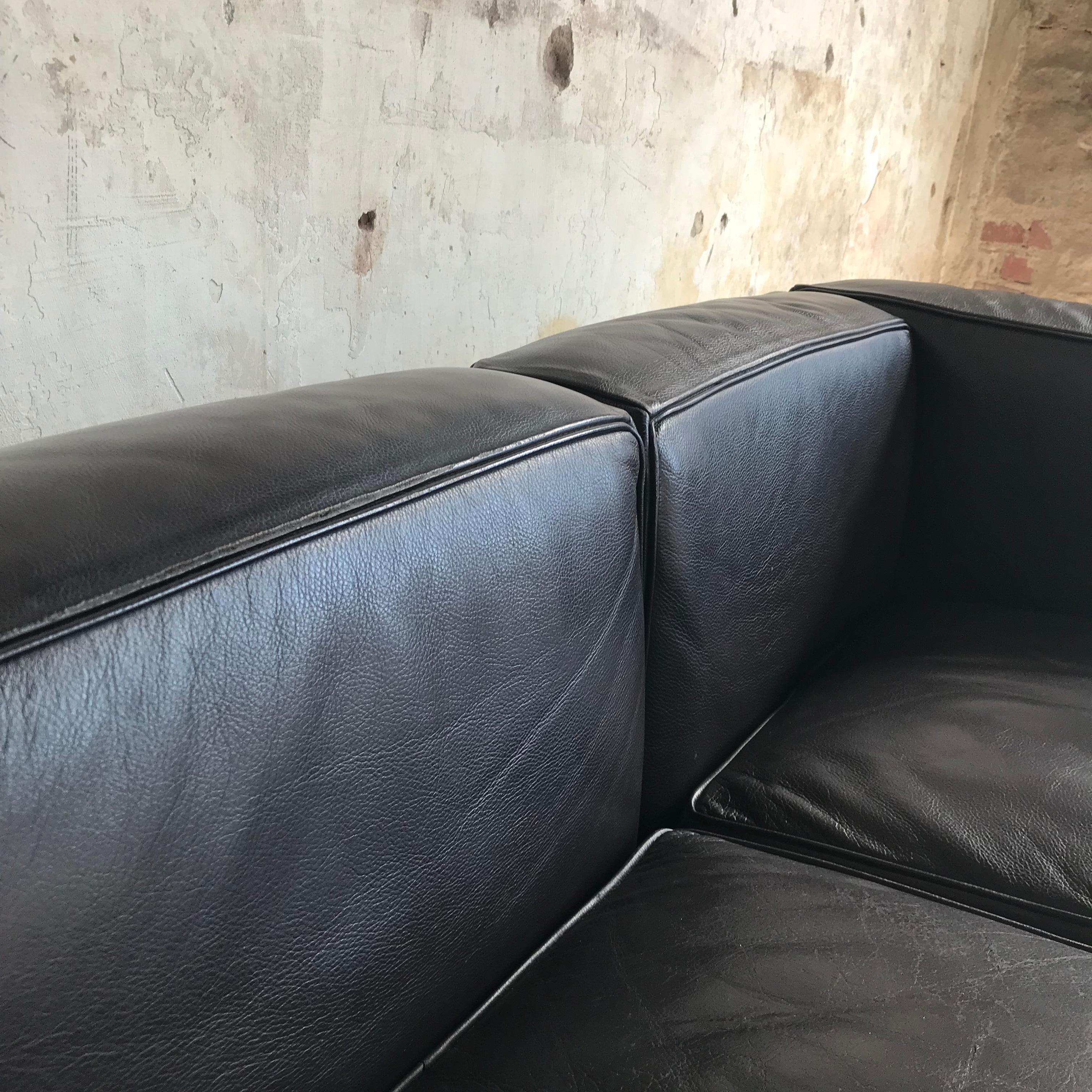 Cassina LC2 Three-Seat Sofa Dark Brown Leather, Le Corbusier, Signed 6