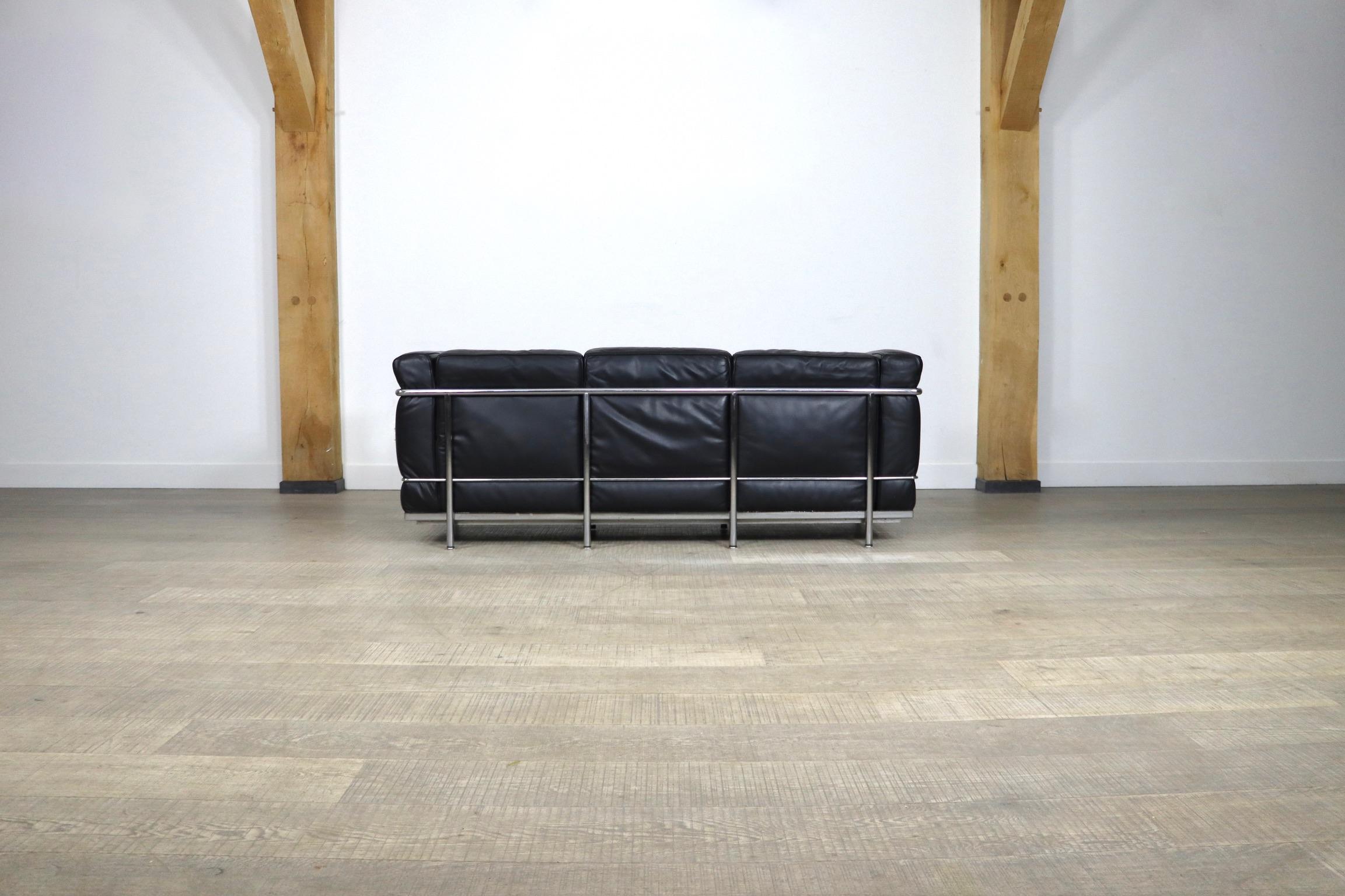 Cassina LC2 Three Seater Sofa by Charlotte Perriand and Le Corbusier 2