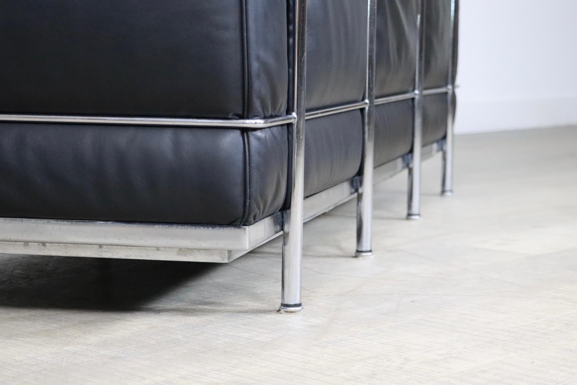 Cassina LC2 Three Seater Sofa by Charlotte Perriand and Le Corbusier 4