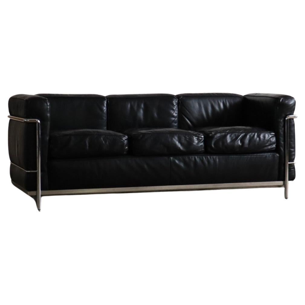 Cassina LC2 Three Seater Sofa By Charlotte Perriand, Le Corbusier, 1960s