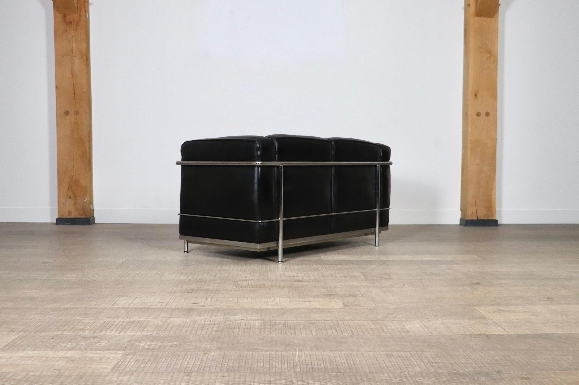 Cassina Lc2 Two Seater Sofa by Charlotte Perriand and Le Corbusier 2