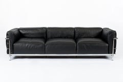Cassina LC3 Black Leather Three-Seat Sofa by Le Corbusier 2007