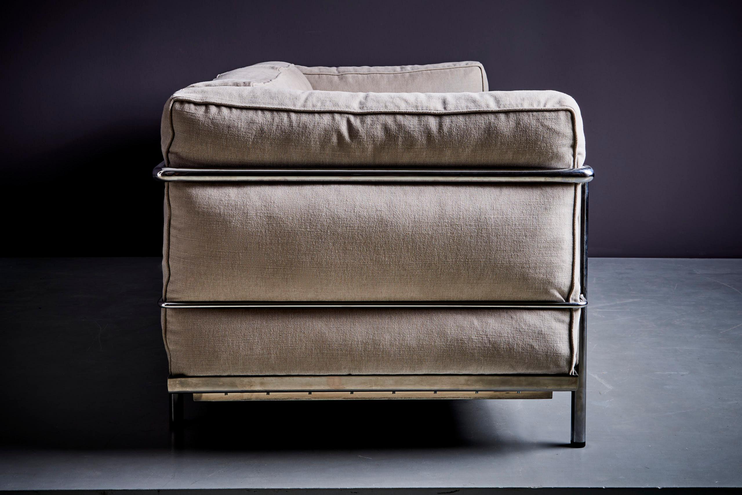 Mid-Century Modern Cassina LC3 Sofa, by Le Corbusier, Pierre Jeanneret, and Charlotte Perriand