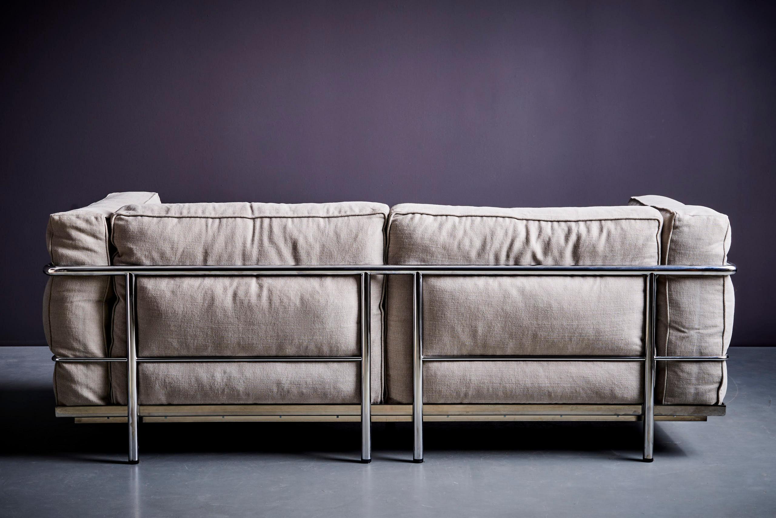 Italian Cassina LC3 Sofa, by Le Corbusier, Pierre Jeanneret, and Charlotte Perriand