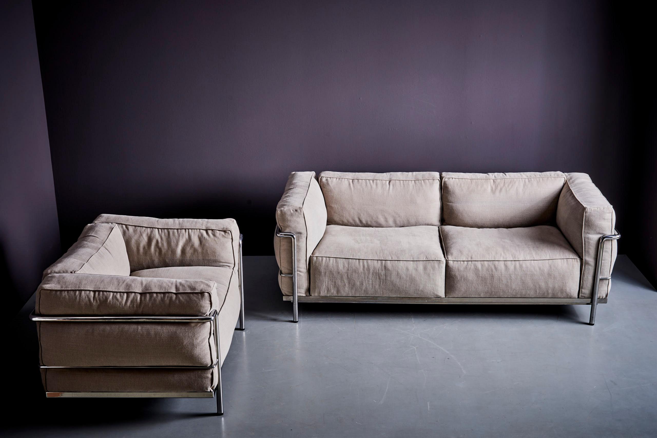 20th Century Cassina LC3 Sofa, by Le Corbusier, Pierre Jeanneret, and Charlotte Perriand