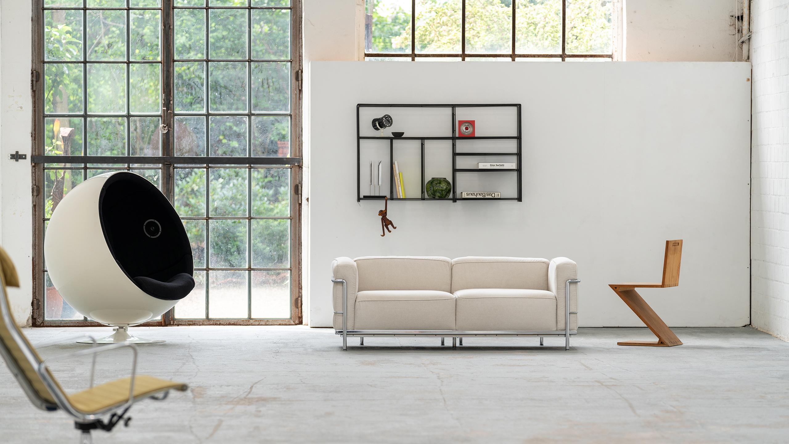 Cassina LC3 Sofa Grand Confort Leinen:: Le Corbusier:: Ch. Perriand & P. Jeanneret (Moderne der Mitte des Jahrhunderts)