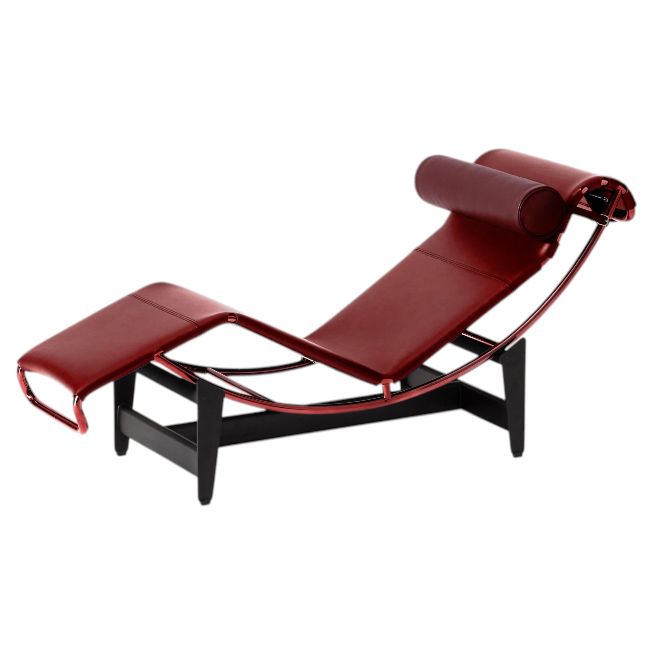 Cassina LC4 “Chaise Longue à Réglage Continu, 60” Red Limited Edition Chair