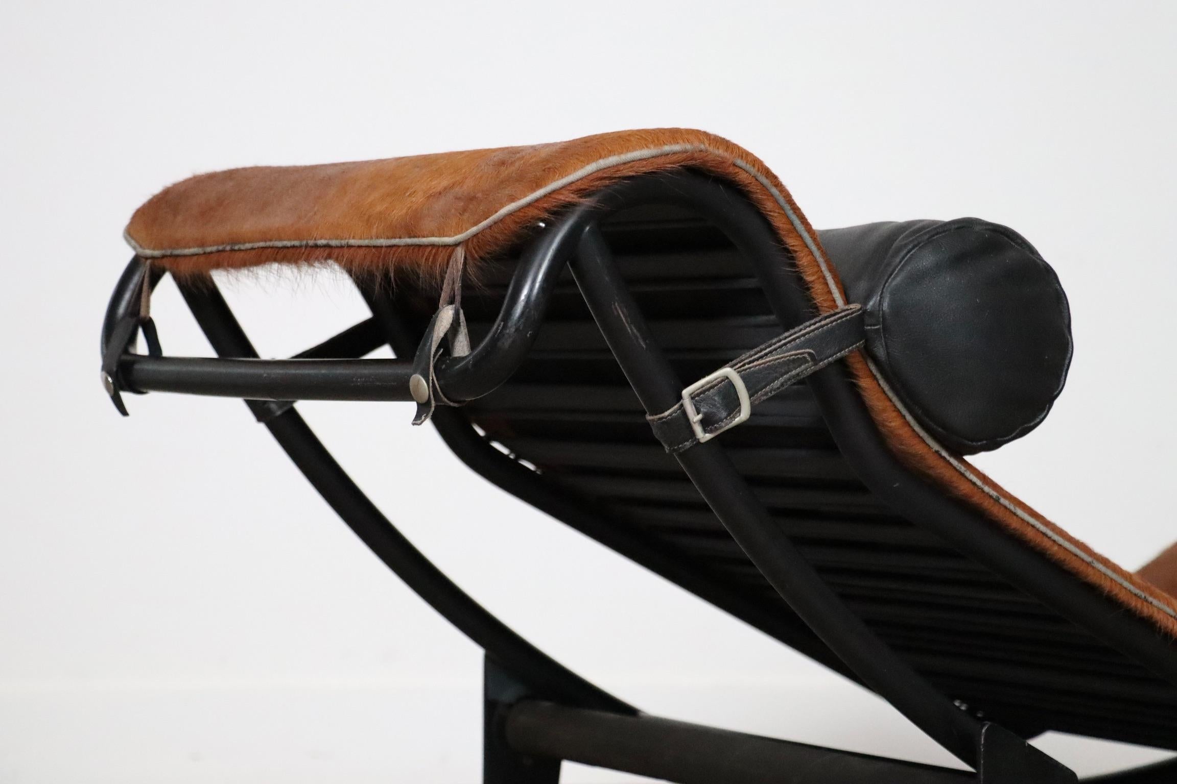 Cassina LC4 Chaise Longue In Ponyskin By Le Corbusier, Charlotte Perriand 8
