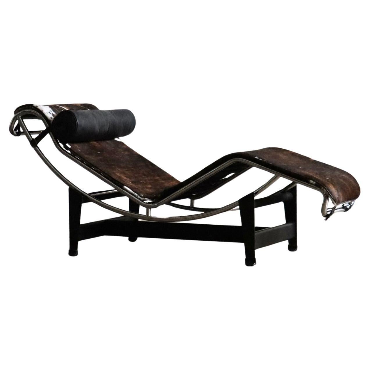 Cassina LC4 Chaise Longue In Ponyskin By Le Corbusier, Charlotte Perriand