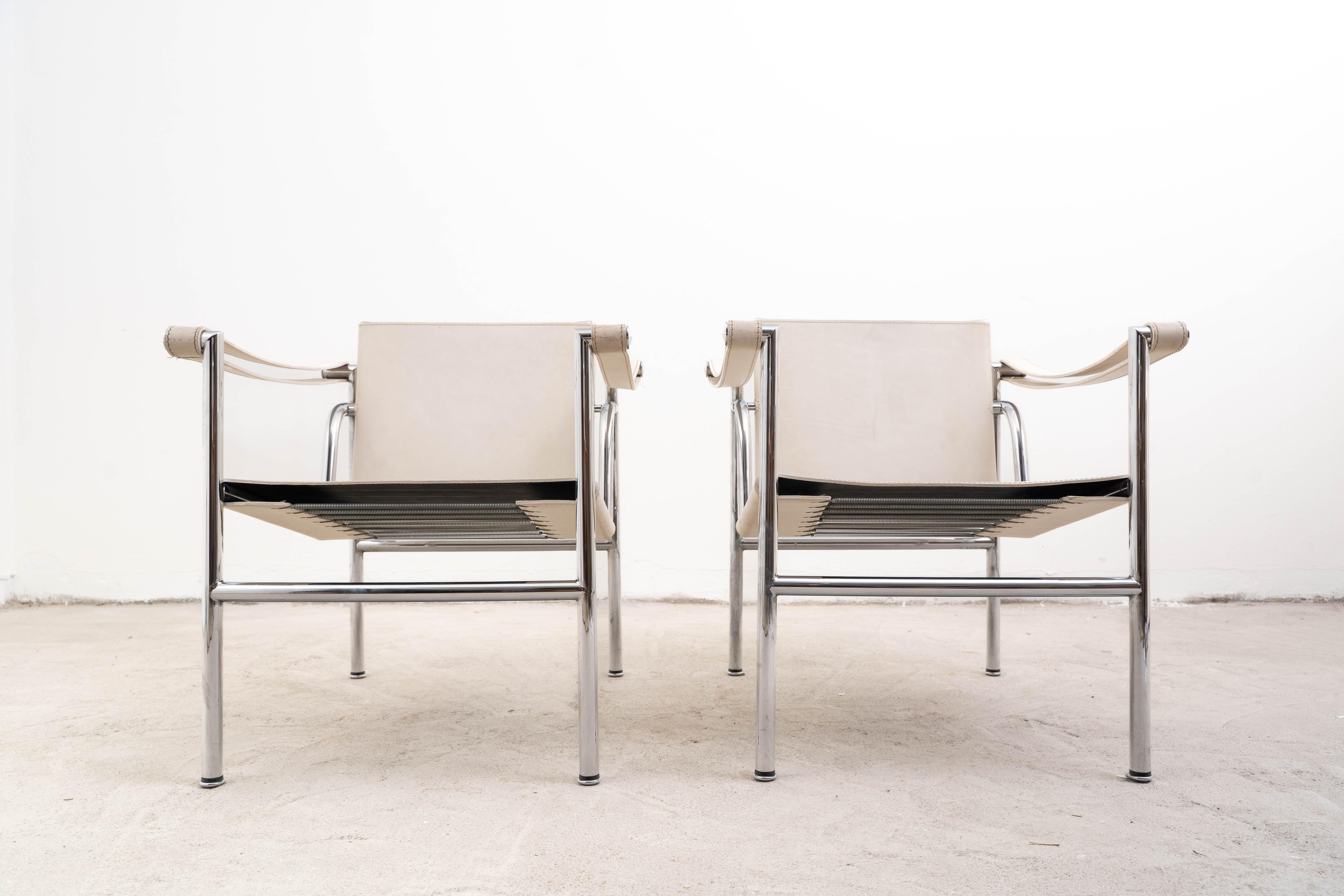 Bauhaus Cassina - Le Corbusier - Poltrona (2) - LC1 - Cromo, pelle in vendita