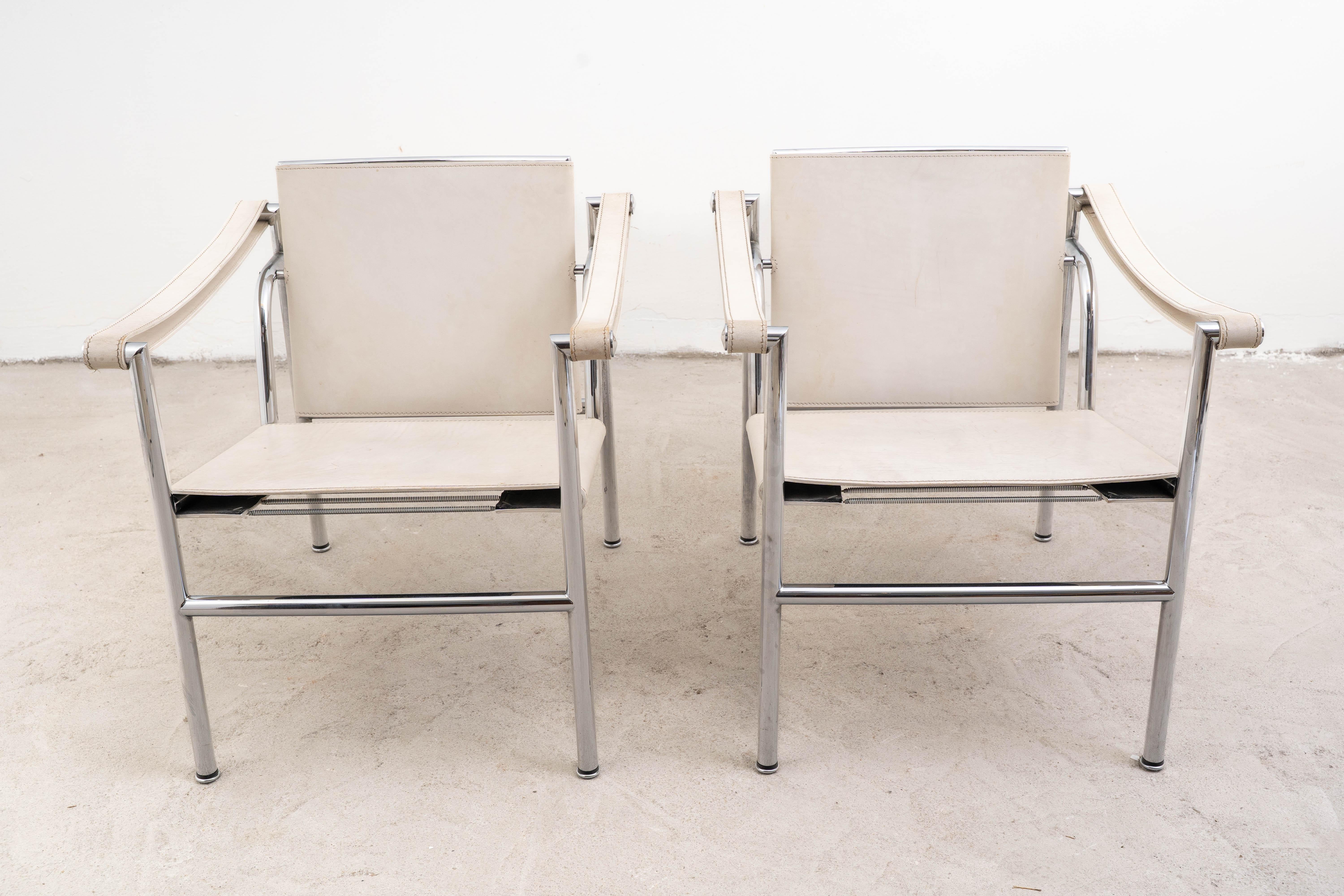 Italiano Cassina - Le Corbusier - Poltrona (2) - LC1 - Cromo, pelle in vendita