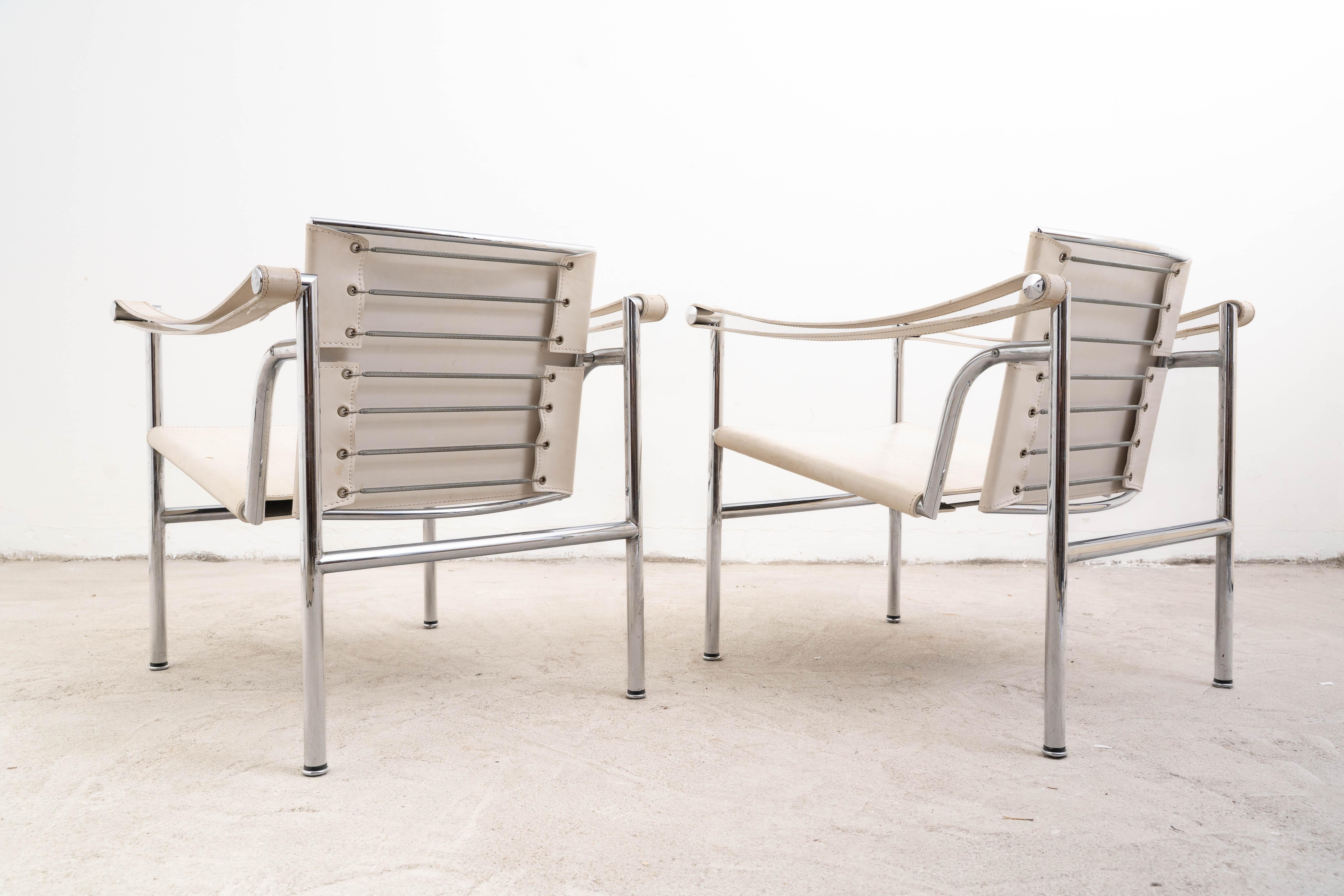Pelle Cassina - Le Corbusier - Poltrona (2) - LC1 - Cromo, pelle in vendita