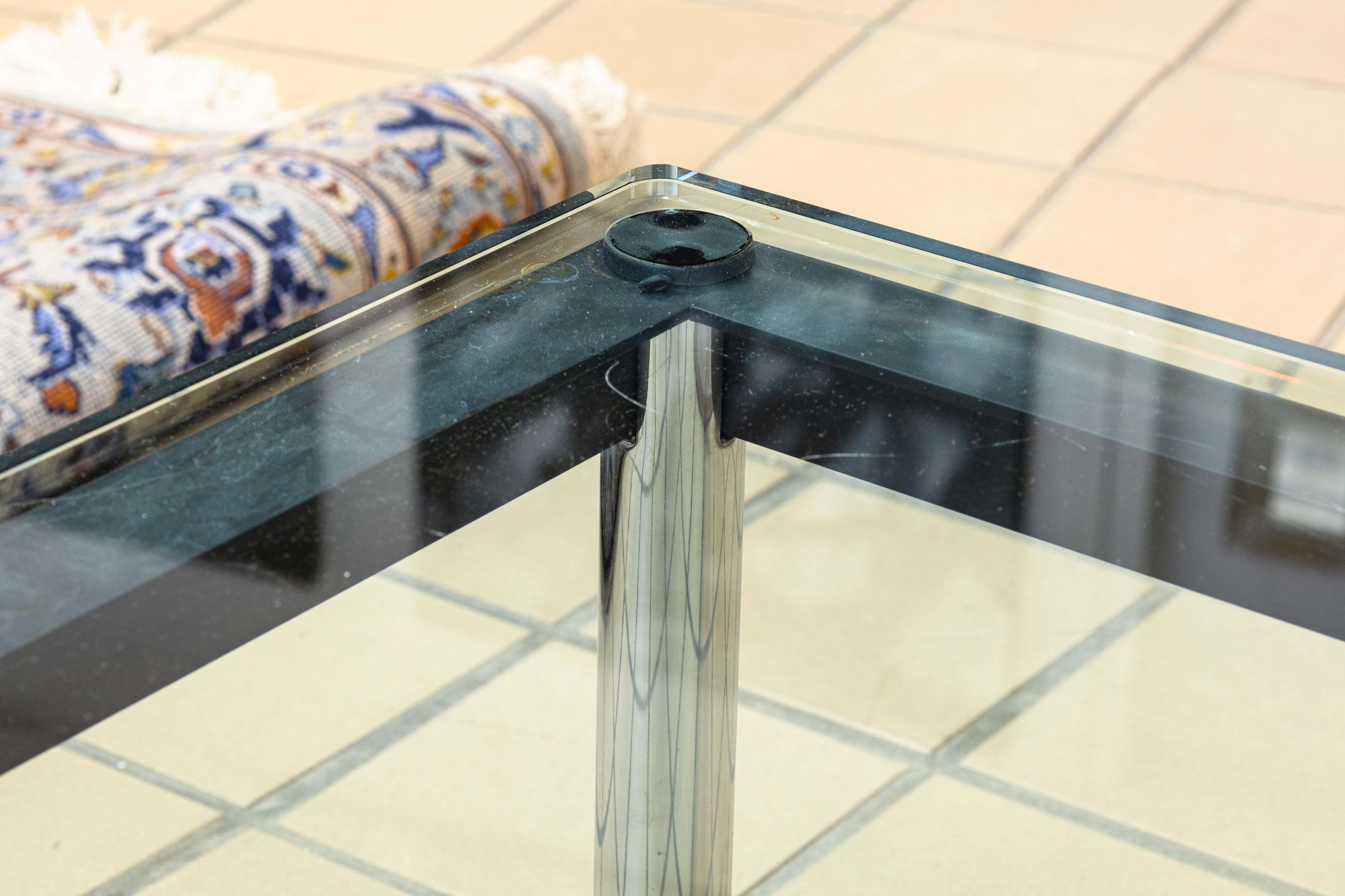Cassina Le Corbusier LC 10 Low Chrome and Glass Square Coffee Side End Table 1