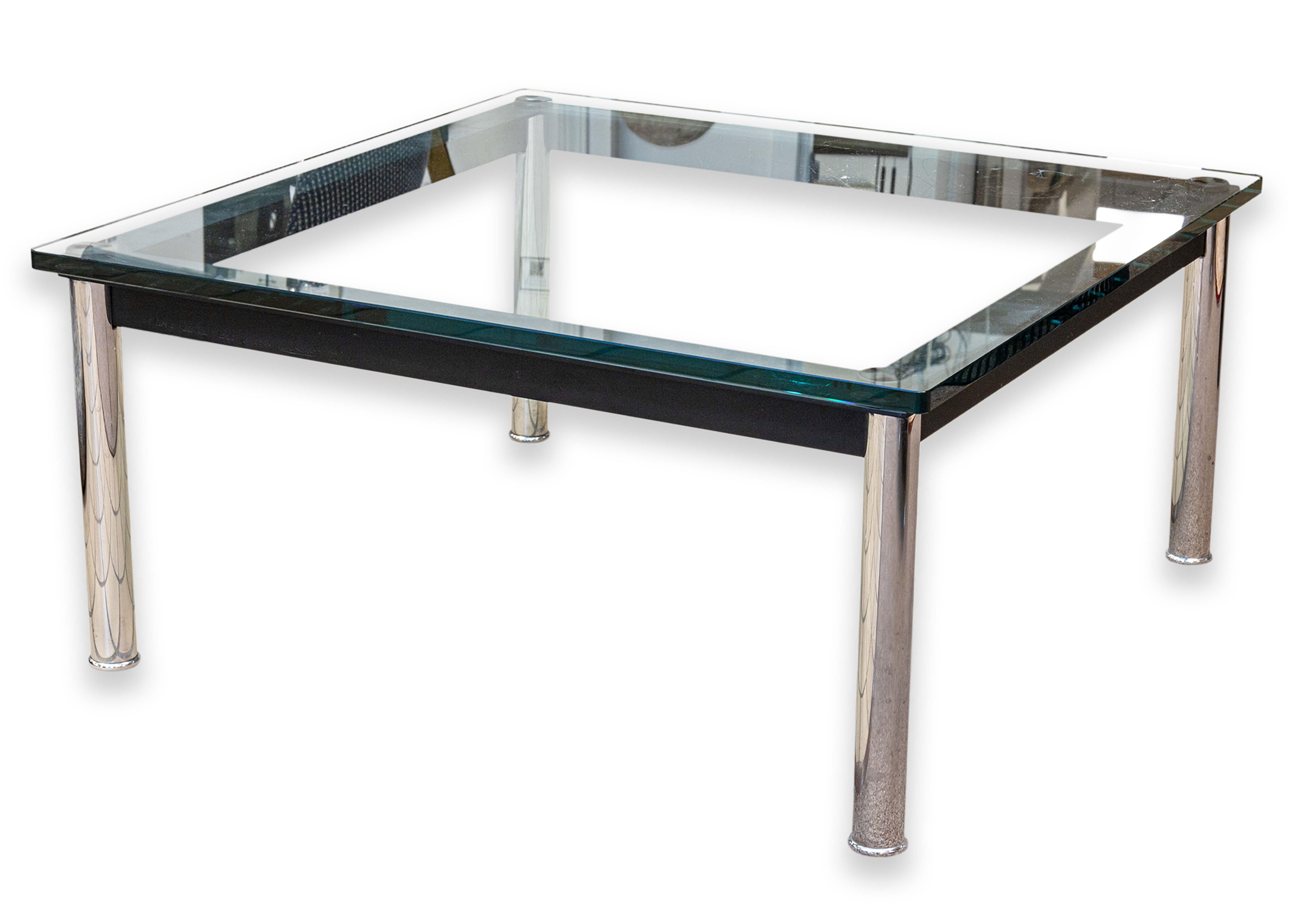 Cassina Le Corbusier LC 10 Low Chrome and Glass Square Coffee Side End Table 3