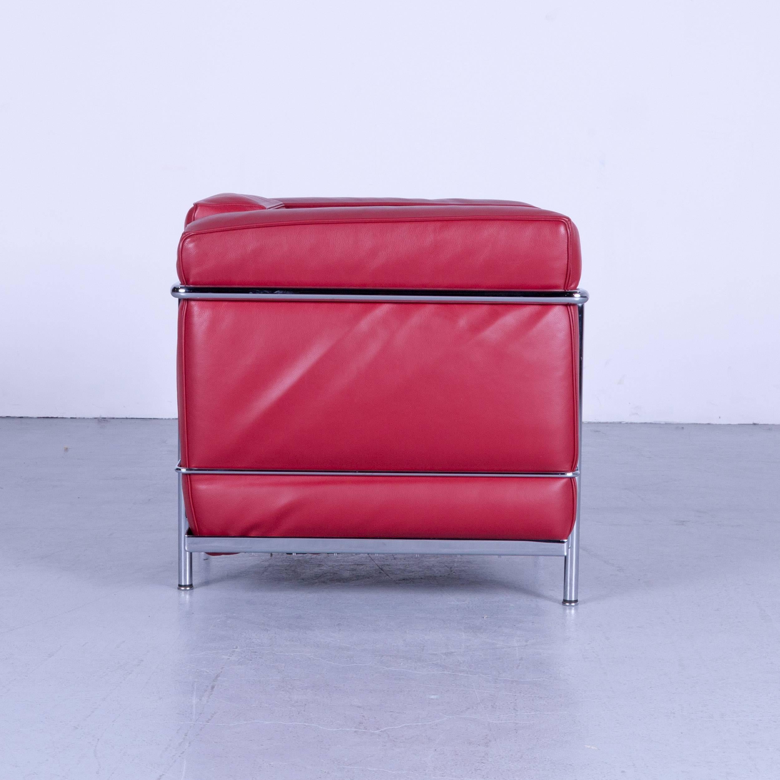 Contemporary Cassina Le Corbusier LC 2 Chair in Red Leather