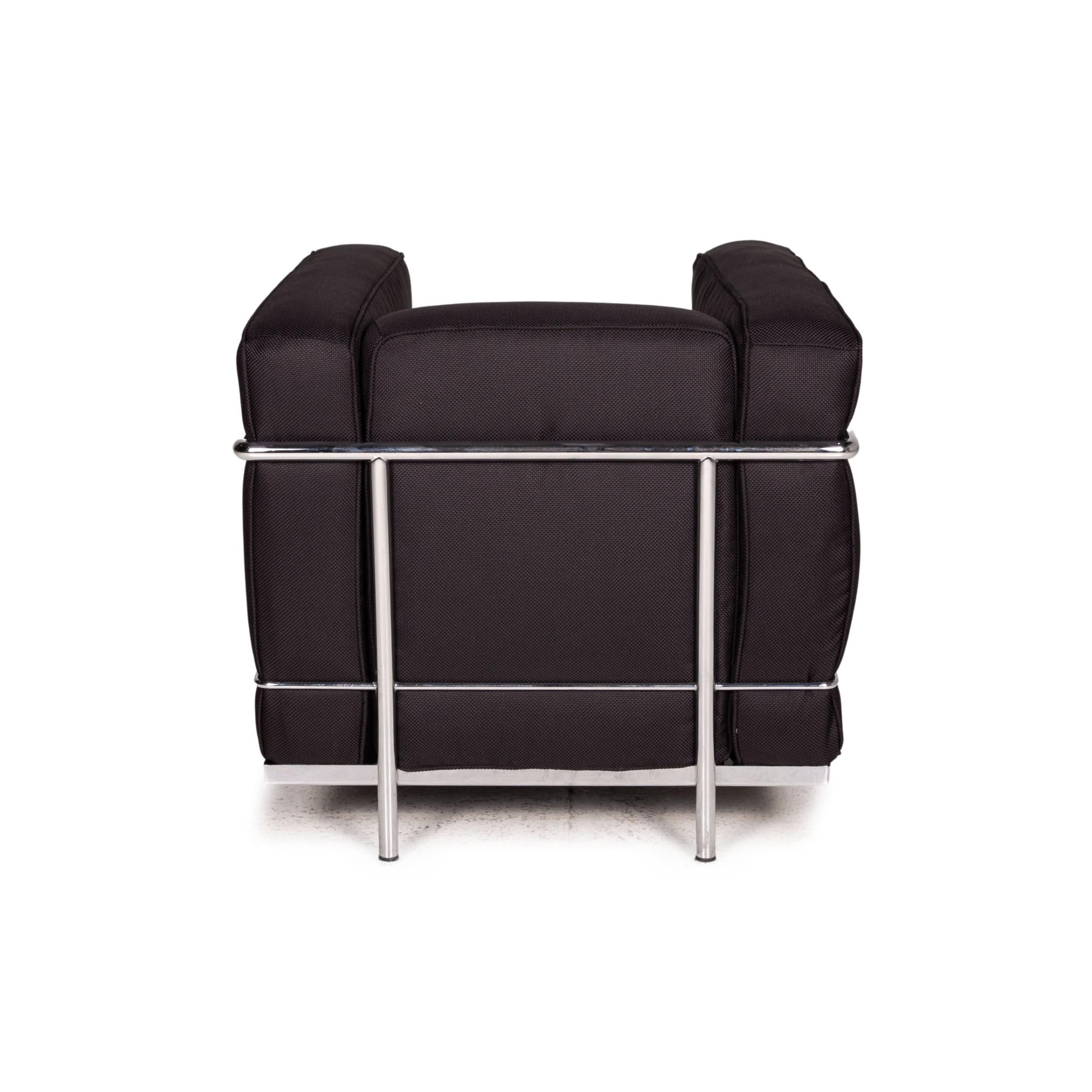 Contemporary Cassina Le Corbusier LC 2 Fabric Armchair Black For Sale