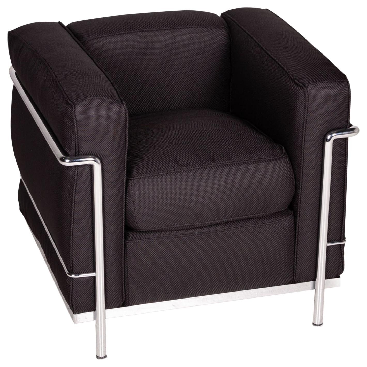 Cassina Le Corbusier LC 2 Fabric Armchair Black For Sale